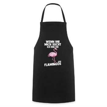 Wenn Ihr mich sucht bin ich bei den Flamingos - Kochschürze - Schwarz - Vorne - AI Model Male 185 dark (185cm)