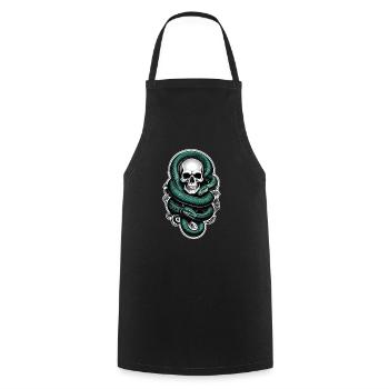 serpent squelette et tatouage - Tablier de cuisine - noir - Devant - AI Model Male 185 dark (185cm)