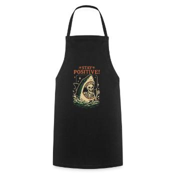 Requin et squelette restez positif - Tablier de cuisine - noir - Devant - AI Model Male 185 dark (185cm)