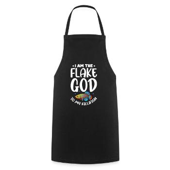 I am the flake god to my killifish Design - Cooking Apron - black - Front - AI Model Male 185 dark (185cm)
