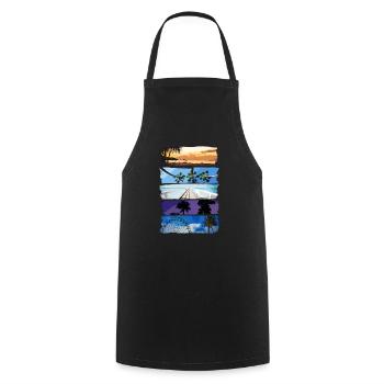 Palmiers et plage - Tablier de cuisine - noir - Devant - AI Model Male 185 dark (185cm)