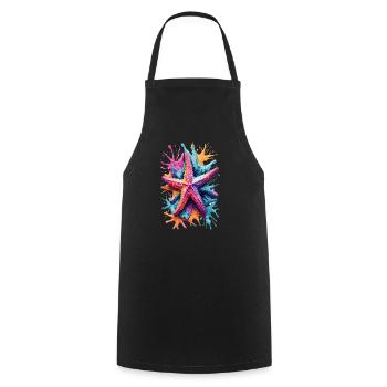 Starfish in the Sea, Watercolours, Lake, Water - Cooking Apron - black - Front - AI Model Male 185 dark (185cm)