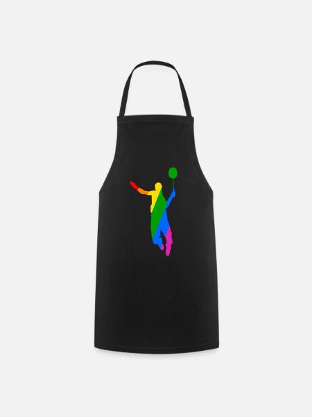 Regenbogen Badminton Tennis Design - Kochschürze - Schwarz