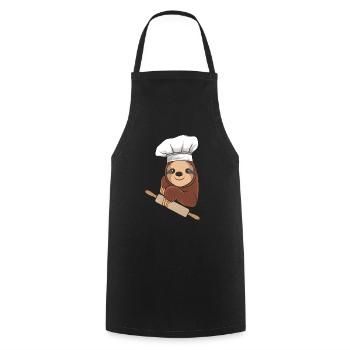 Faultier Bäcker - Backen - Kochschürze - Schwarz - Vorne - AI Model Male 185 dark (185cm)