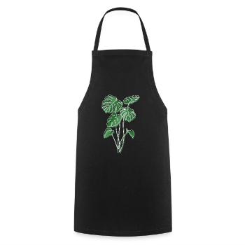 Monstera Plant Hobby Gardener Vintage Retro Plant - Cooking Apron - black - Front - AI Model Male 185 dark (185cm)