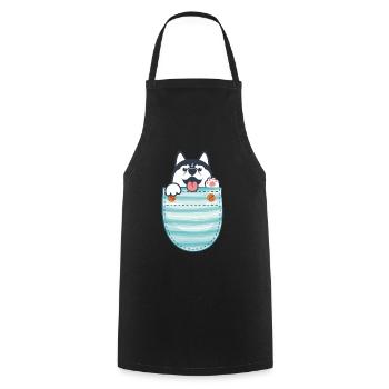 Siberian Husky Geschenk Brusttasche Husky - Kochschürze - Schwarz - Vorne - AI Model Male 185 dark (185cm)