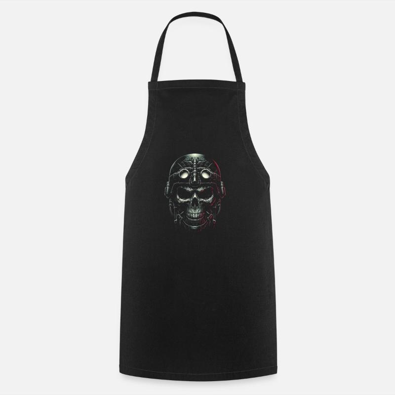 Aviator Skull Pilot - Cooking Apron - black