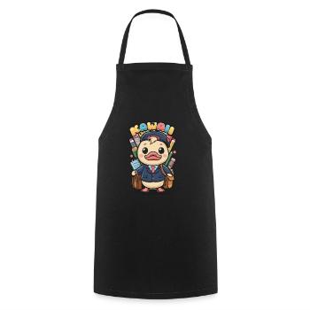 Caneton kawaii en uniforme scolaire traditionnel - Tablier de cuisine - noir - Devant - AI Model Male 185 dark (185cm)