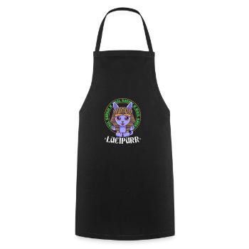 Hiéroglyphes Mythologie Lucipurr - Tablier de cuisine - noir - Devant - AI Model Male 185 dark (185cm)