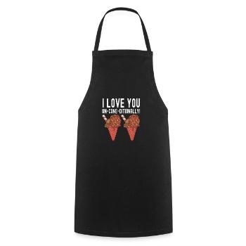 I Love You Un-cone-ditionally Cream - Cooking Apron - black - Front - AI Model Male 185 dark (185cm)