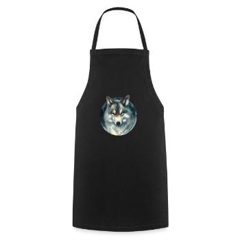 Fuchs Wildhund bedrohliche Illustration in einem Kreis von Blicken - Kochschürze - Schwarz - Vorne - AI Model Male 185 dark (185cm)