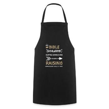 Bible Reading Coffee Drinking Ar... - Cooking Apron - black - Front - AI Model Male 185 dark (185cm)