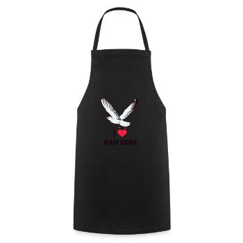 Mer du Nord Moin Seagull J’ADORE Hambourg Ville hanséatique Amour - Tablier de cuisine - noir - Devant - AI Model Male 185 dark (185cm)