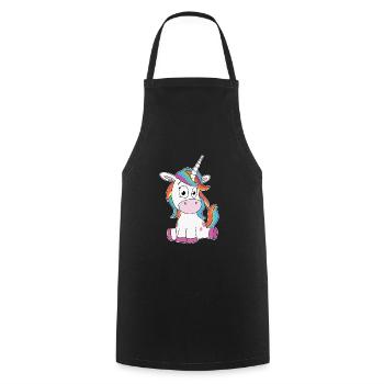Süßes Einhorn Personalisieren - Kochschürze - Schwarz - Vorne - AI Model Male 185 dark (185cm)