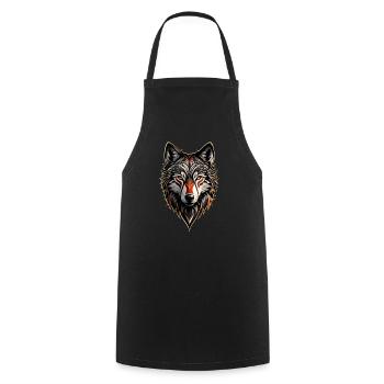 Wolf’s Head Amérindien Viking Nature Mandala Wolf - Tablier de cuisine - noir - Devant - AI Model Male 185 dark (185cm)