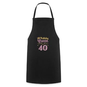 40e anniversaire Reine 40 ans quarante - Tablier de cuisine - noir - Devant - AI Model Male 185 dark (185cm)
