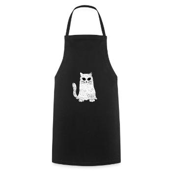 Chat fantôme en feuille vintage - Tablier de cuisine - noir - Devant - AI Model Male 185 dark (185cm)