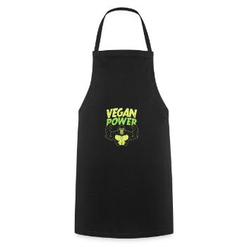 Vegan power - Cooking Apron - black - Front - AI Model Male 185 dark (185cm)