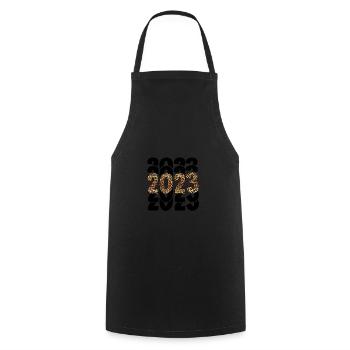 Joyeux Nouvel An 2023 Réveillon du Nouvel An Noël - Tablier de cuisine - noir - Devant - AI Model Male 185 dark (185cm)