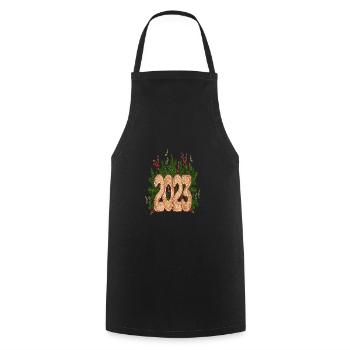 Happy New Year 2023 New Year's Eve Christmas - Cooking Apron - black - Front - AI Model Male 185 dark (185cm)