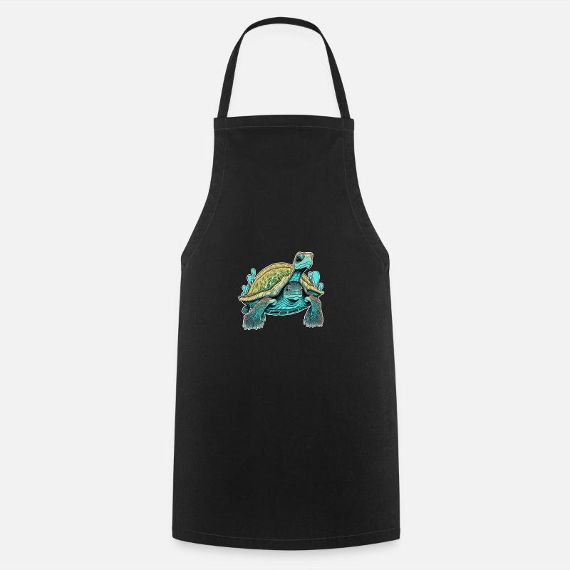 Tortue psychédélique à double face - Tablier de cuisine - noir