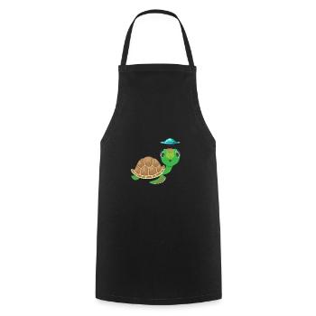 Alien, OVNI et Tortue: Aventureux - Tablier de cuisine - noir - Devant - AI Model Male 185 dark (185cm)