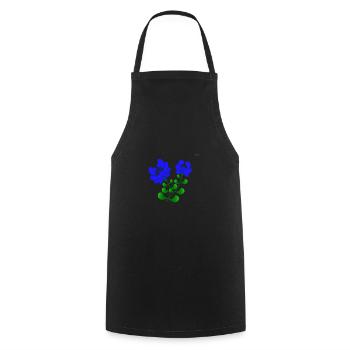 Blue folk art motive #4 - Cooking Apron - black - Front - AI Model Male 185 dark (185cm)