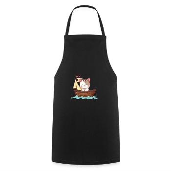 Cat Sailing, Dériveur Optimist Design Cat Girl - Tablier de cuisine - noir - Devant - AI Model Male 185 dark (185cm)