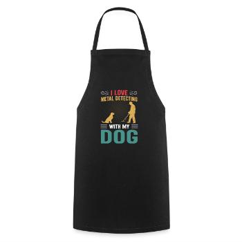 Vintage Metal Detecting With Dog Detector - Cooking Apron - black - Front - AI Model Male 185 dark (185cm)