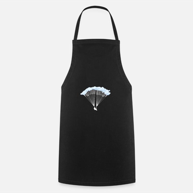 Parachutiste en silhouette nuageuse - Tablier de cuisine - noir