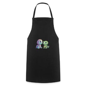Green Alien Turtle Fusion - Cooking Apron - black - Front - AI Model Male 185 dark (185cm)