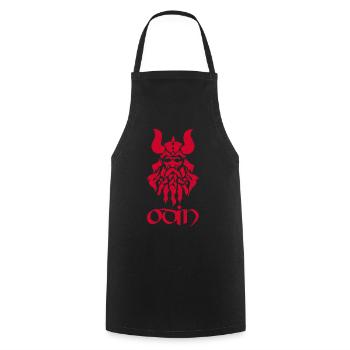 Nordischer Gott Odin (rot) - Kochschürze - Schwarz - Vorne - AI Model Male 185 dark (185cm)