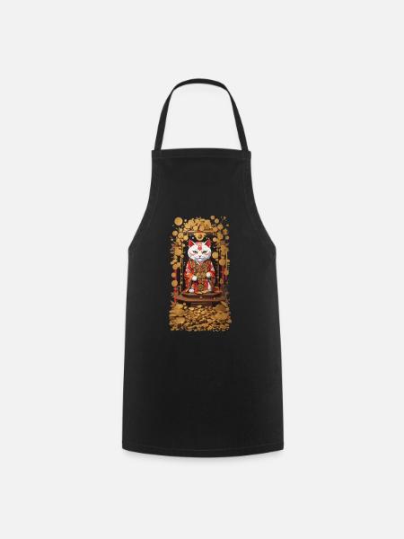 Esthétique Chat porte-bonheur Japon Chat porte-bonheur - Tablier de cuisine - noir
