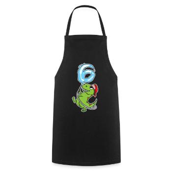 6e anniversaire dinosaure - Tablier de cuisine - noir - Devant - AI Model Male 185 dark (185cm)