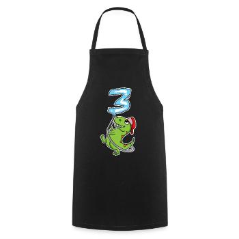 3ème anniversaire dinosaure pompier cadeau - Tablier de cuisine - noir - Devant - AI Model Male 185 dark (185cm)