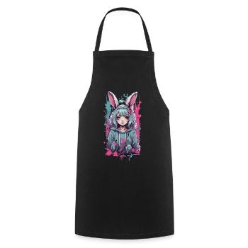 Anime Girl Bunny Kemonomimi Kawaii Gothique Design - Tablier de cuisine - noir - Devant - AI Model Male 185 dark (185cm)