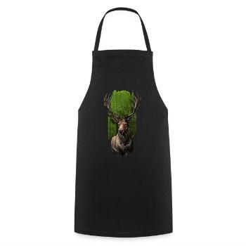 Majestic Monarch: Moose - Cooking Apron - black - Front - AI Model Male 185 dark (185cm)