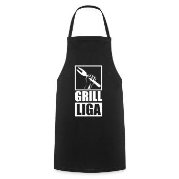 Grill League Logo Spit Fire - Cooking Apron - black - Front - AI Model Male 185 dark (185cm)