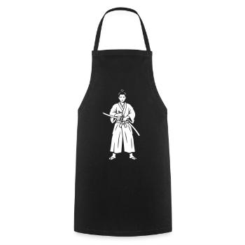 Samurai Iaido Concentration Katana - Cooking Apron - black - Front - AI Model Male 185 dark (185cm)