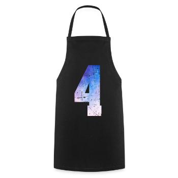 numéro 4 – Cadeau anniversaire 4 ans - Tablier de cuisine - noir - Devant - AI Model Male 185 dark (185cm)
