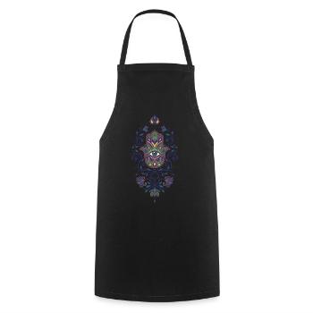 Spiritualité Géométrie sacrée Fleur de lotus - Tablier de cuisine - noir - Devant - AI Model Male 185 dark (185cm)