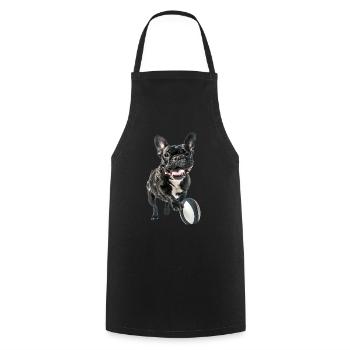Französische Bulldogge - Kochschürze - Schwarz - Vorne - AI Model Male 185 dark (185cm)