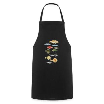 Fish from the sea - Cooking Apron - black - Front - AI Model Male 185 dark (185cm)