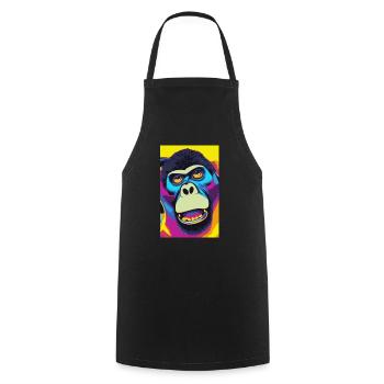 Gorilla écoute de la musique - Tablier de cuisine - noir - Devant - AI Model Male 185 dark (185cm)