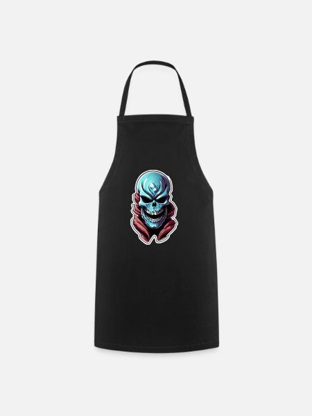 Alien Skull - Blaues Monster - Kochschürze - Schwarz