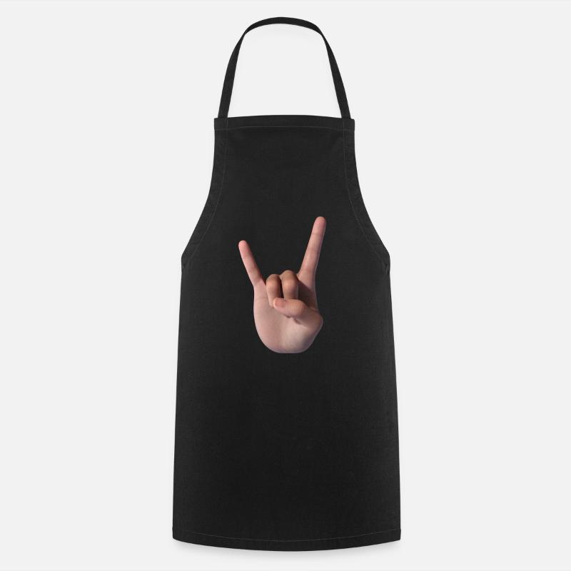 Signe des cornes (face) - Tablier de cuisine - noir