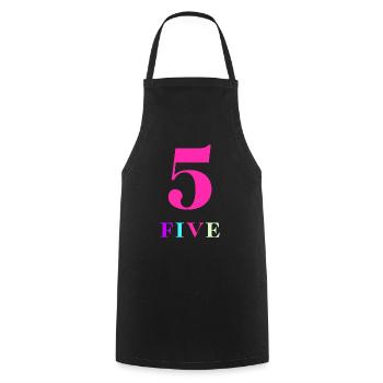 Five -5th Anniversary - Cooking Apron - black - Front - AI Model Male 185 dark (185cm)