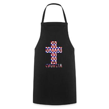 Croatie Croix drapeau patriotisme Vintage Gloire cheveux - Tablier de cuisine - noir - Devant - AI Model Male 185 dark (185cm)