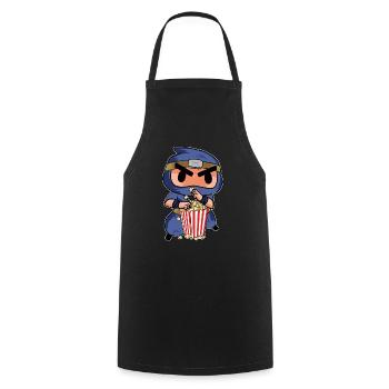 Popcorn Ninja Kids Funny Theater Cinema Snack Movi - Cooking Apron - black - Front - AI Model Male 185 dark (185cm)