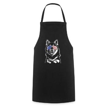 Pomsky America Flag Sunglasses Dogs Wilsigns - Cooking Apron - black - Front - AI Model Male 185 dark (185cm)